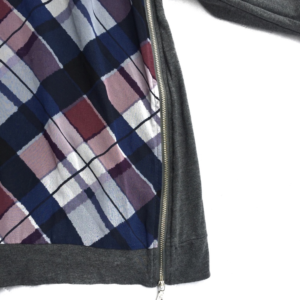 {Two by Vince Camuto}Plaid Exposed Zip Knit Top - Picture 3 of 5